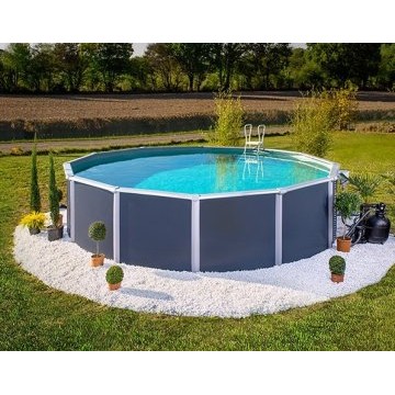 Piscine Hors Sol Gris Métal Prestige Ø4.90m H 1.32