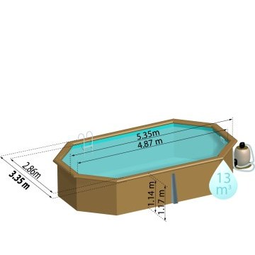 Piscine bois ovale CANNELLE 5.51x3.51 Haut. 1.19m